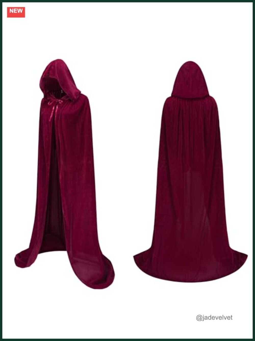 Velvet Hooded Cape Men Women Halloween Cloak Robe Costume